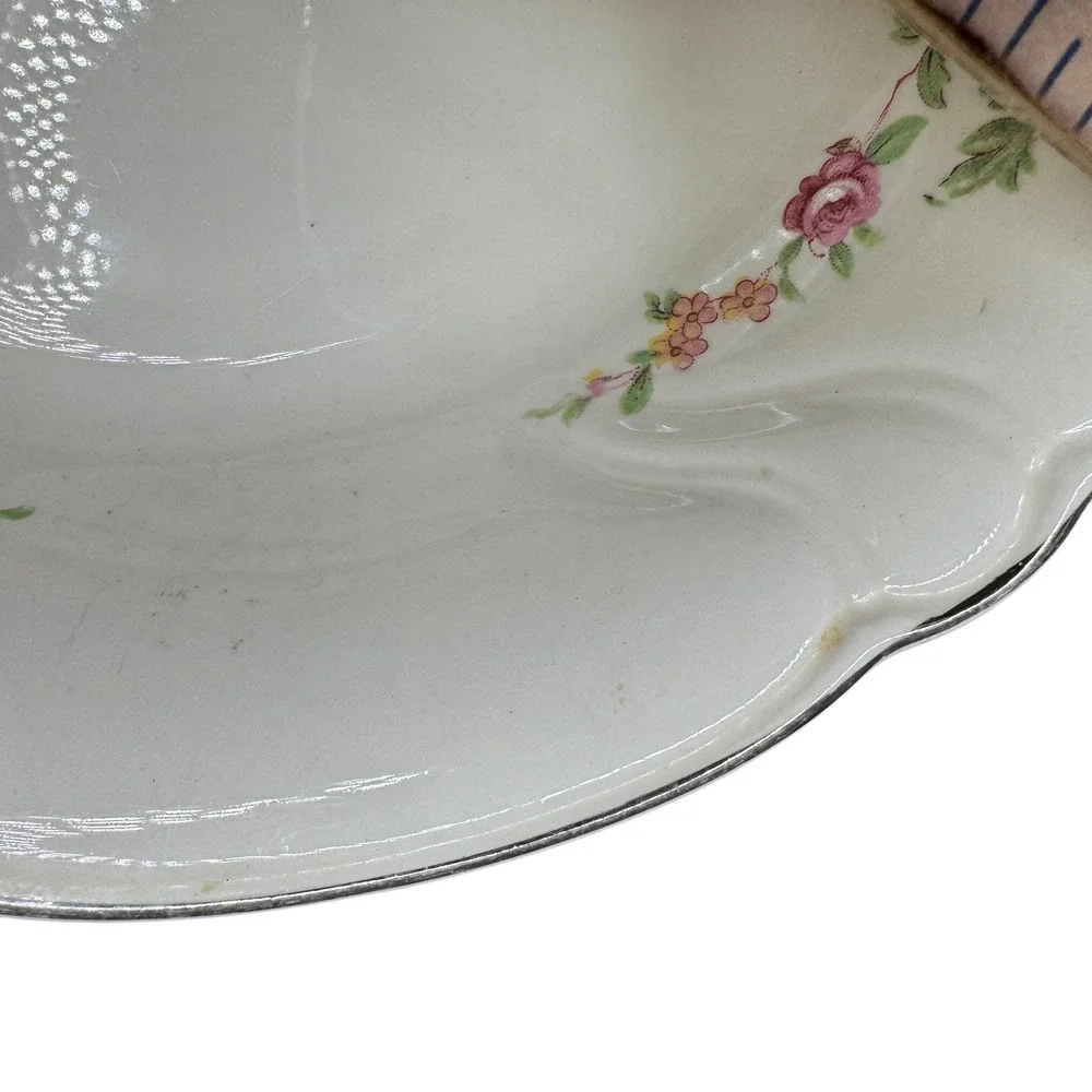 Vintage Taylor Smith Taylor‎ Rose Garden Soup Cereal Bowl Scalloped Edge